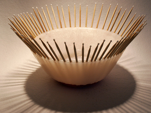 Wax Work Bamboo Bowl with pearl beads