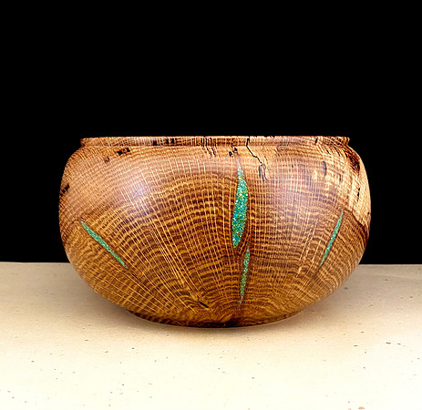 219 garry oak w/turquoise fill  8"x4"