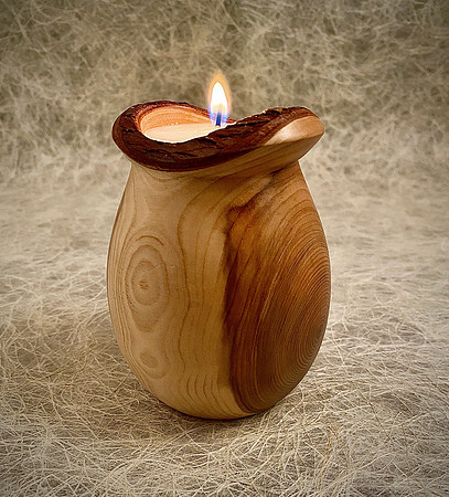 46 pacific yew w/beeswax candle 2"x3" SOLD