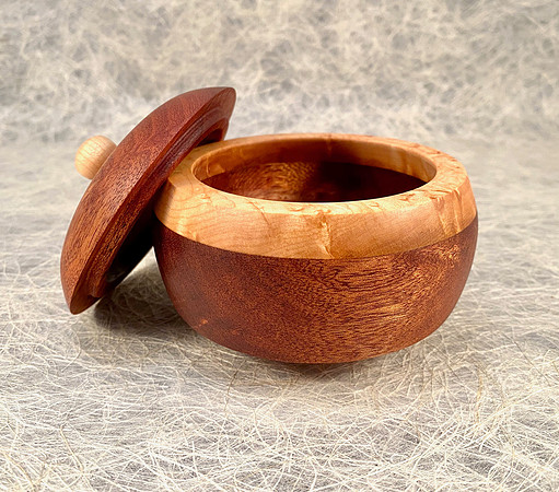 49 sipo mahogany w/ maple rim and knob, open SOLD