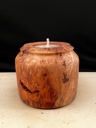 101 poplar burl beeswax candle  3"x3"