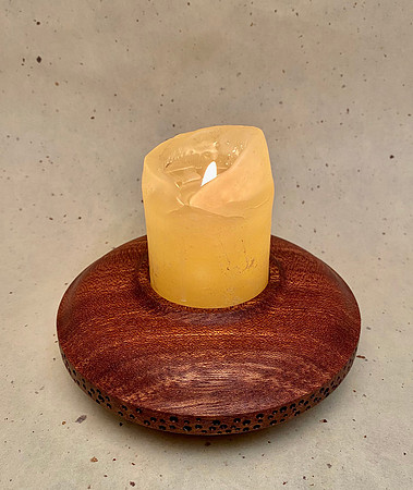 105 mahogany 2" candle base 5"x2"