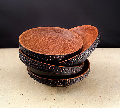 113 white oak nut bowls w/shou sugi ban finish 5-1/2"x2"